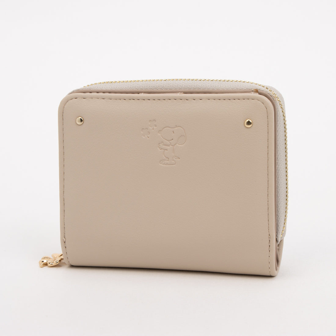 ピーナッツ PEANUTS 財布 レディース 2つ折り ラウンドファスナー ワンポイント 型押し エンボス お花 PEANUTS （ベージュ） ベージュ