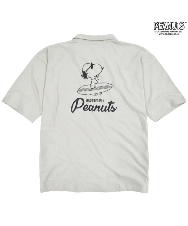 ピーナッツ PEANUTS スヌーピー ポロシャツ オーバーサイズ PEANUT 半袖 プリント  刺繍 M L LL