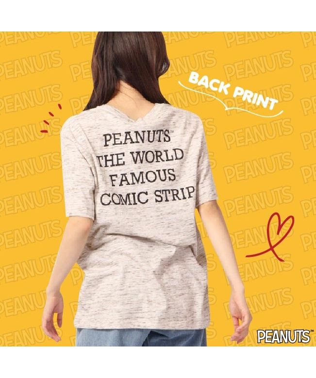 PEANUTS PEANUTS Snoopy Melange T-shirt Short Sleeve PEANUTS Heather Color Character Print