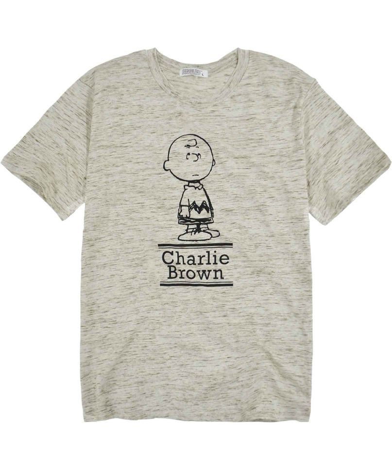 PEANUTS PEANUTS Snoopy Melange T-shirt Short Sleeve PEANUTS Heather Color Character Print