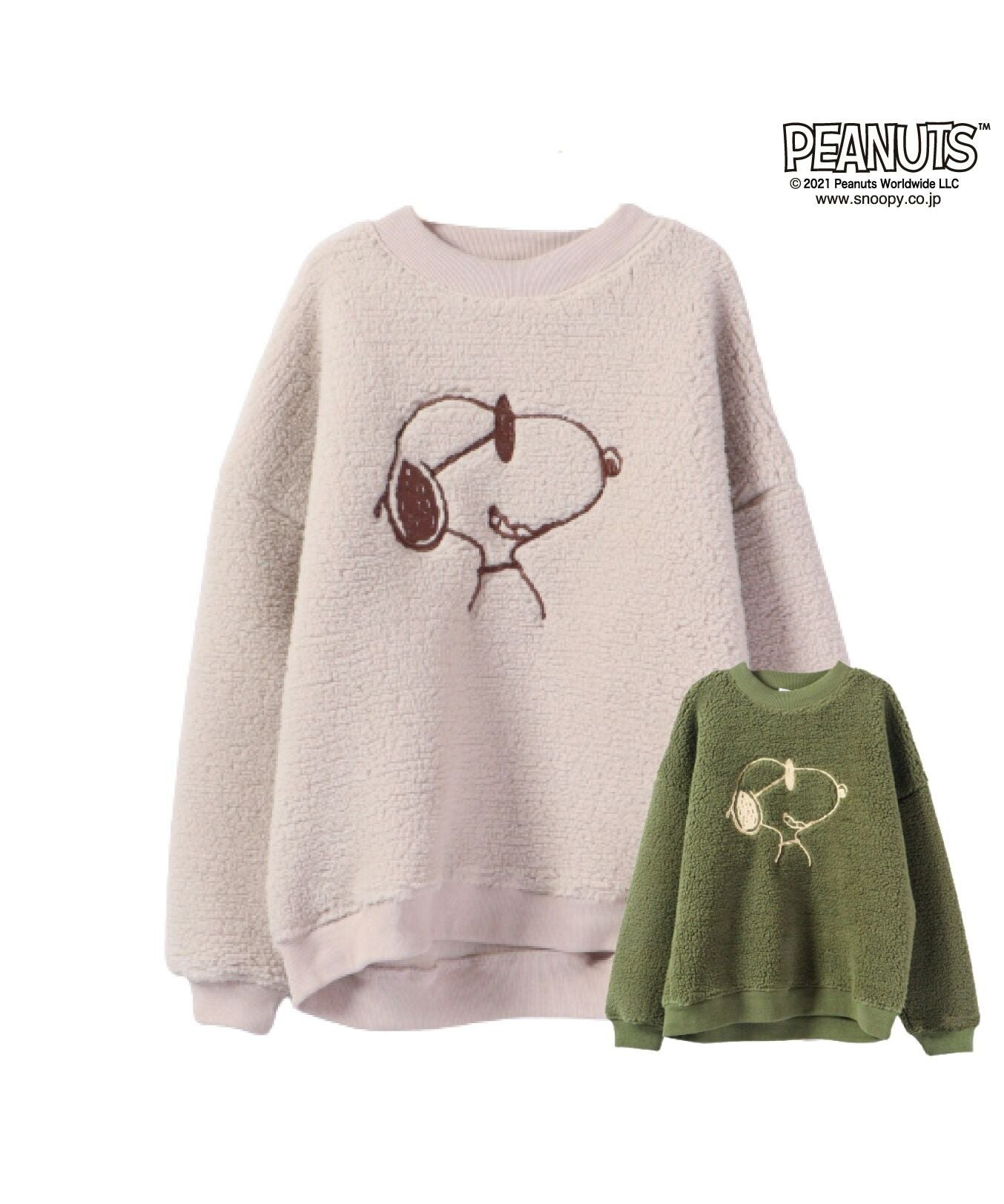 ピーナッツ PEANUTS スヌーピー 刺繍 BIG トレーナー ジョークール 長袖 ボア SNOOPY PEANUTS JOECOOL
