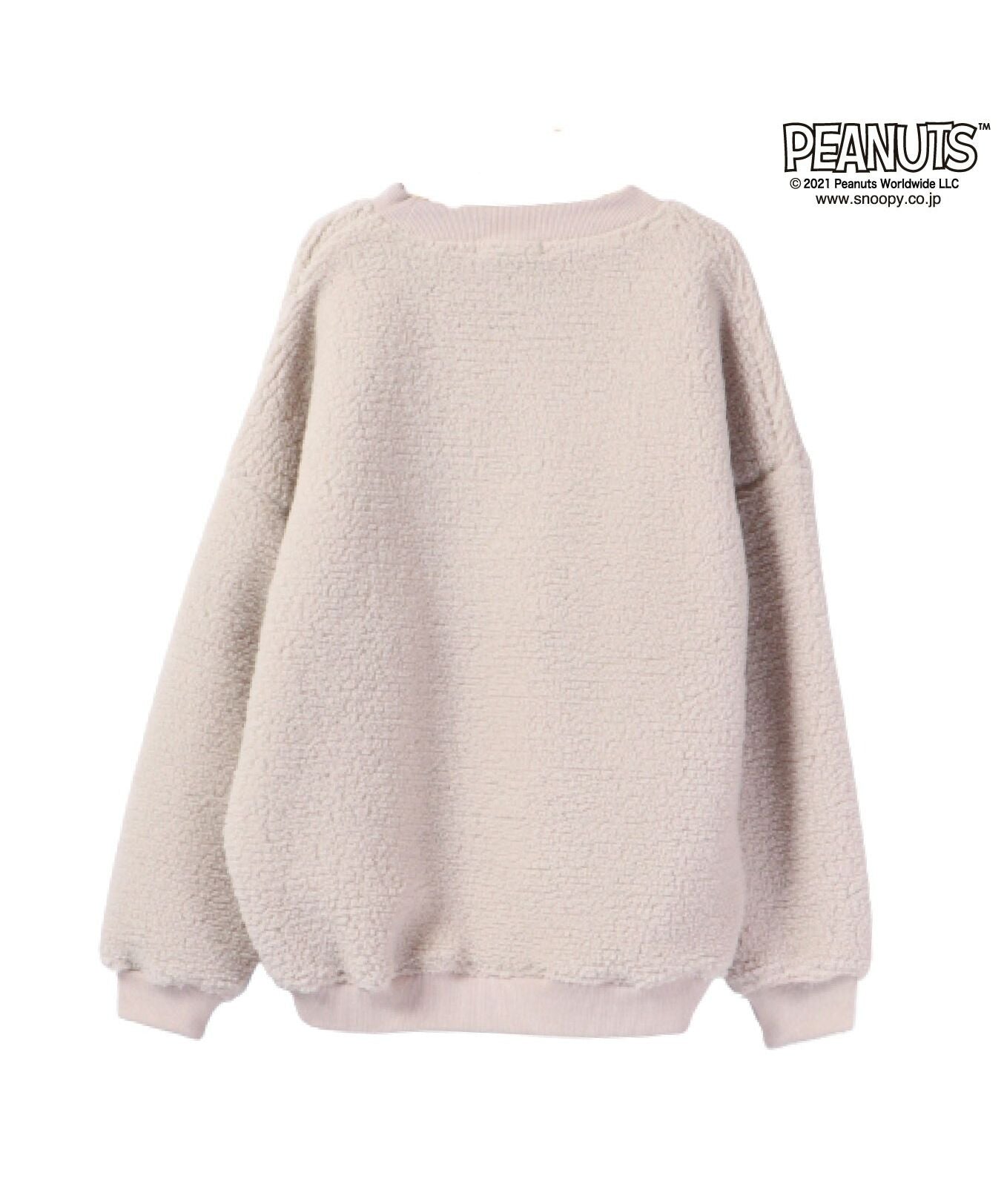 ピーナッツ PEANUTS スヌーピー 刺繍 BIG トレーナー ジョークール 長袖 ボア SNOOPY PEANUTS JOECOOL