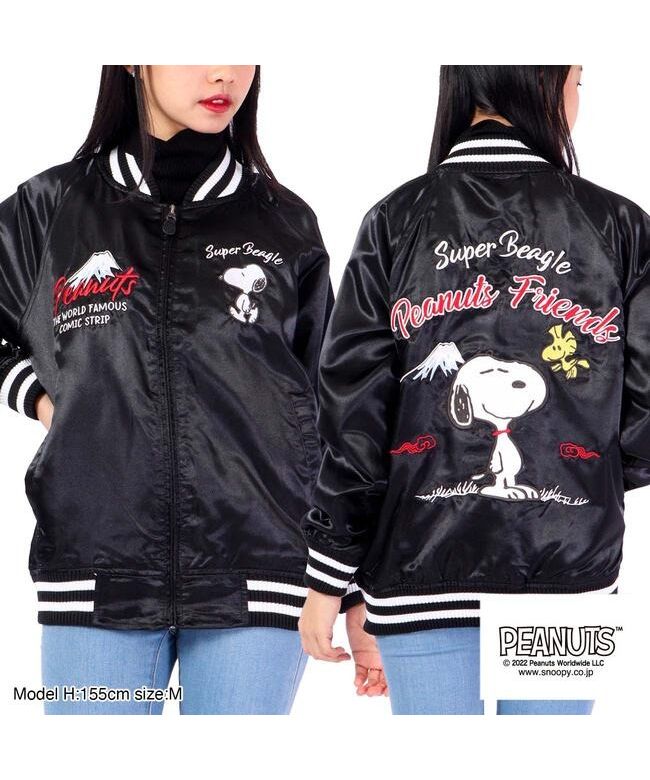 Peanuts PEANUTS Snoopy Sukajan Outer Woodstock Embroidery Mount Fuji Japanese Style Long Sleeve SNOOPY PEANUTS M L LL