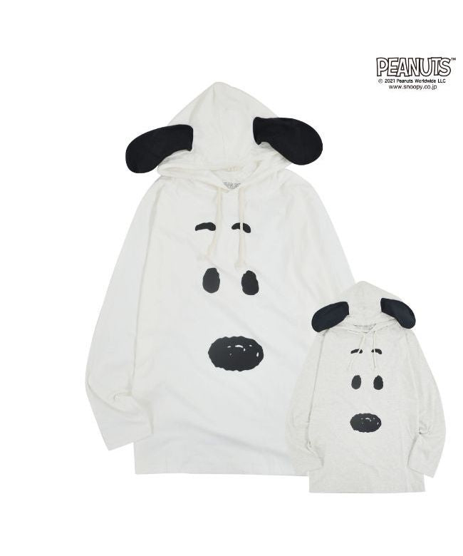 ピーナッツ PEANUTS スヌーピー プリント 天竺 パーカー 秋 冬 フード付き PEANUTS S M L （オフホワイト） オフホワイト