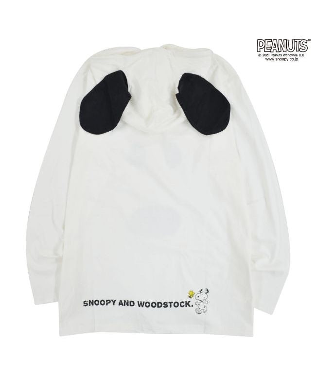 ピーナッツ PEANUTS スヌーピー プリント 天竺 パーカー 秋 冬 フード付き PEANUTS S M L （オフホワイト） オフホワイト