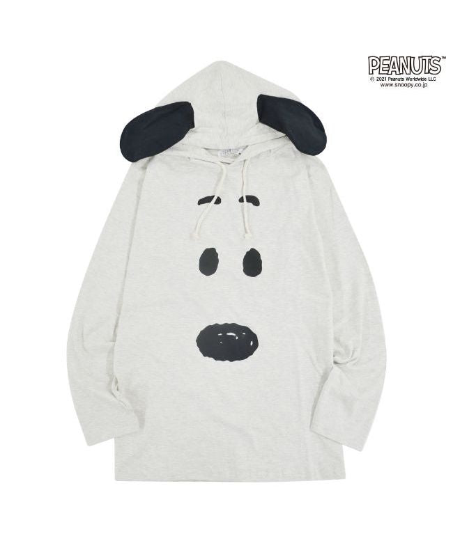 ピーナッツ PEANUTS スヌーピー プリント 天竺 パーカー 秋 冬 フード付き PEANUTS S M L （オートミール） オートミール