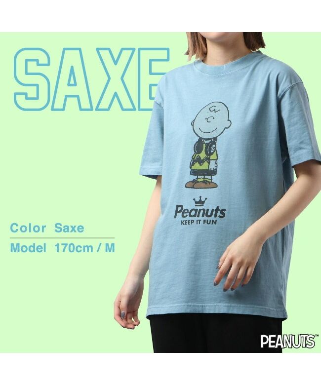 ピーナッツ PEANUTS チャーリー ブラウン 半袖 Tシャツ ピグメント 音楽 ヘッドフォン 夏 フェス サークル ストリート メンズ レディース スヌーピー SNOOPY BIG 大,サックス