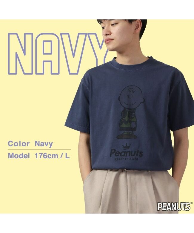 ピーナッツ PEANUTS チャーリー ブラウン 半袖 Tシャツ ピグメント 音楽 ヘッドフォン 夏 フェス サークル ストリート メンズ レディース スヌーピー SNOOPY BIG 大