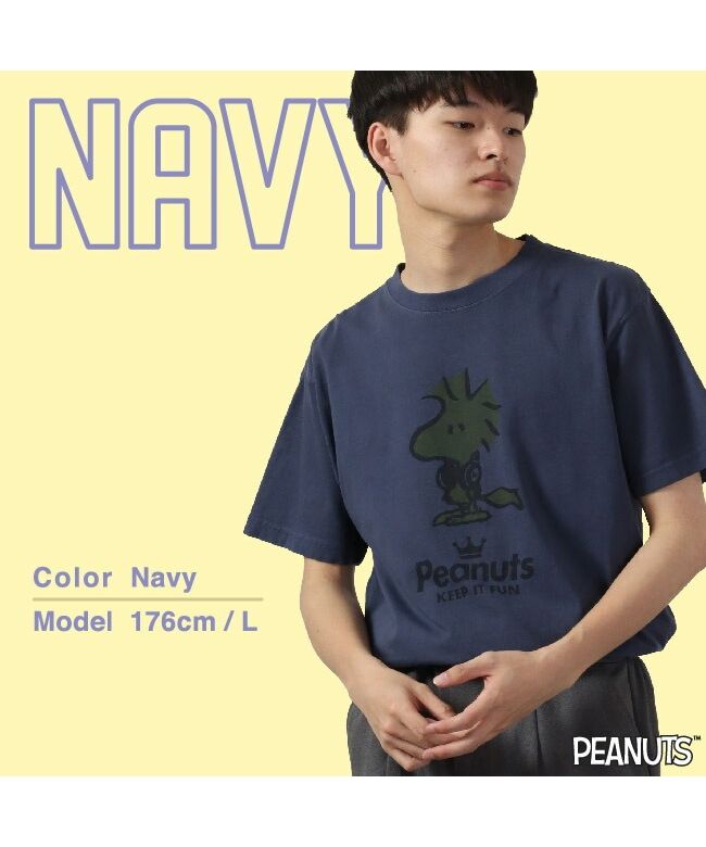 ピーナッツ PEANUTS ウッド ストック 半袖 Tシャツ ピグメント 音楽 ヘッドフォン 夏 フェス サークル ストリート メンズ レディース スヌーピー SNOOPY BIG 大きい