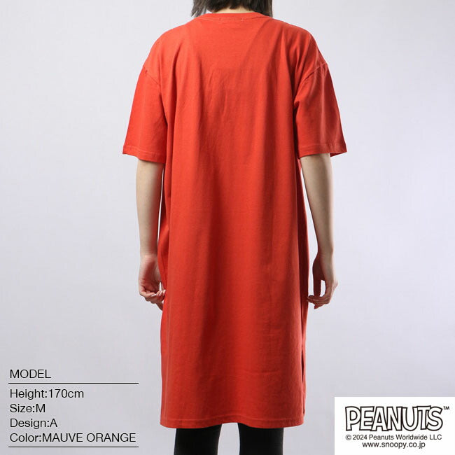 ピーナッツ PEANUTS スヌーピー Tシャツ BIG トップス 半袖 レディース プリント SNOOPY PEANUTS （A-モスオレンジ） A-モスオレンジ