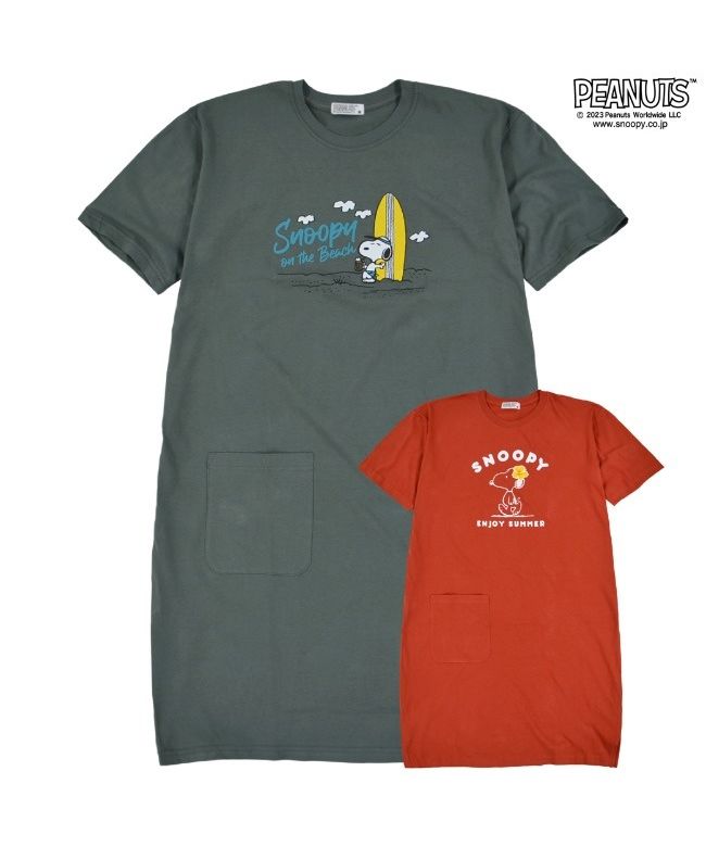ピーナッツ PEANUTS スヌーピー Tシャツ BIG トップス 半袖 レディース プリント SNOOPY PEANUTS （A-モスオレンジ） A-モスオレンジ