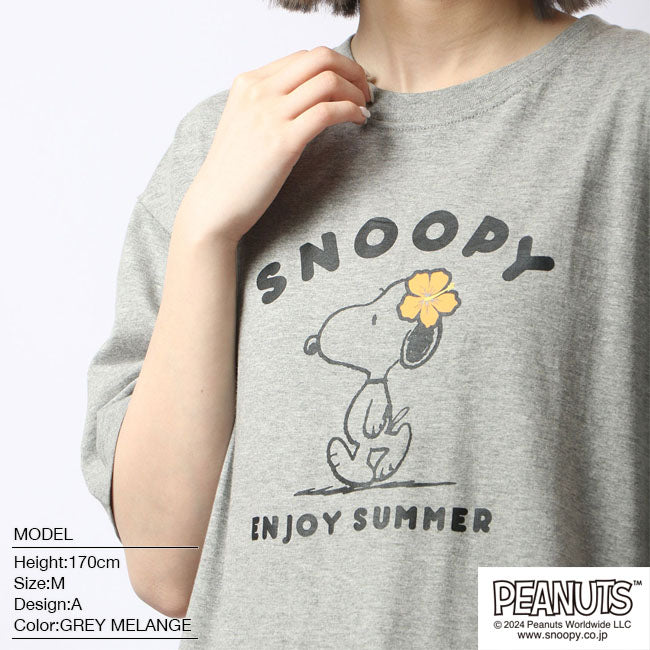 ピーナッツ PEANUTS スヌーピー Tシャツ BIG トップス 半袖 レディース プリント SNOOPY PEANUTS （A-モスオレンジ） A-モスオレンジ