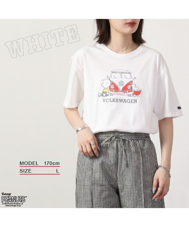 ピーナッツ PEANUTS スヌーピー ピーナッツ フォルクス ワーゲン Tシャツ 半袖 トップス コラボ SNOOPY PEANUTS VOLKSWAGEN