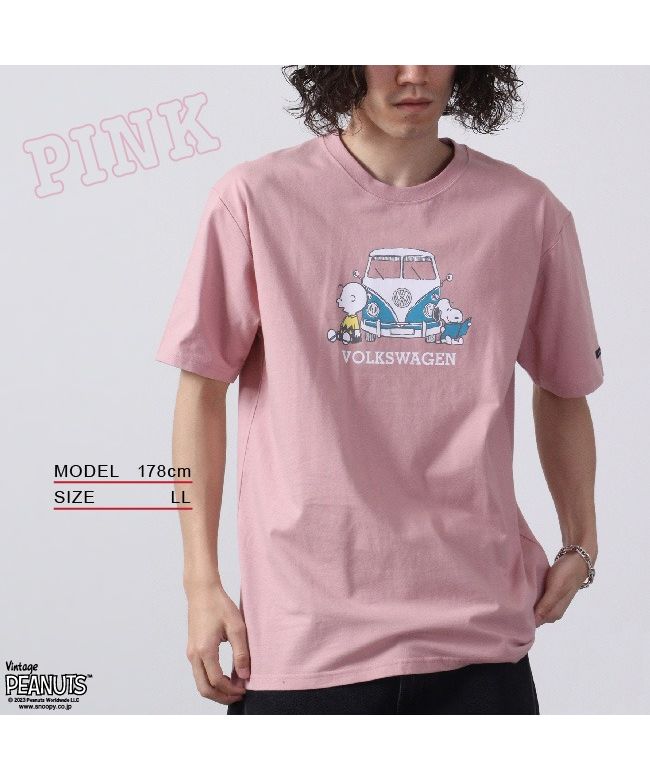 ピーナッツ PEANUTS スヌーピー ピーナッツ フォルクス ワーゲン Tシャツ 半袖 トップス コラボ SNOOPY PEANUTS VOLKSWAGEN