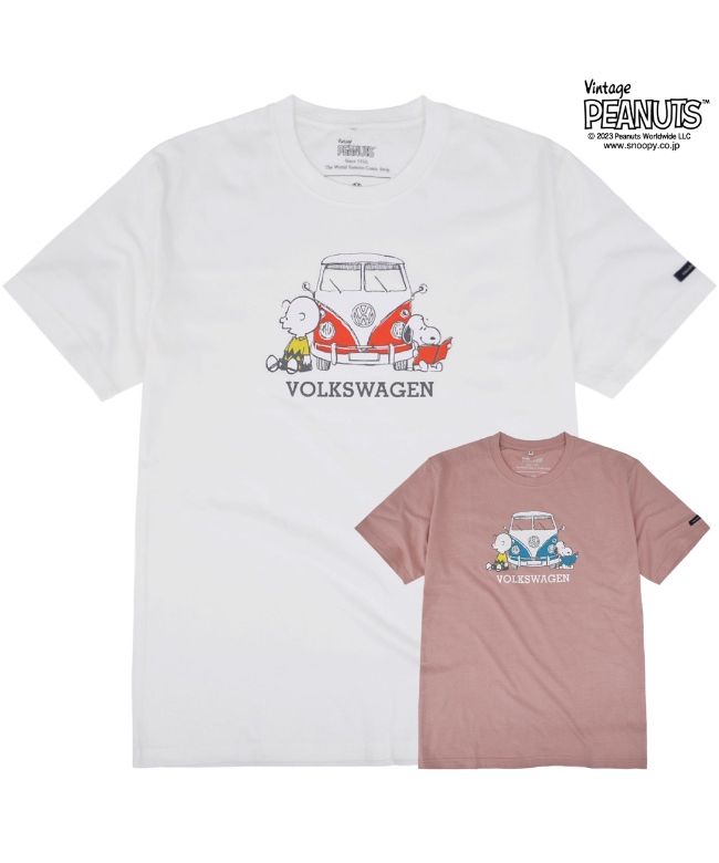 ピーナッツ PEANUTS スヌーピー ピーナッツ フォルクス ワーゲン Tシャツ 半袖 トップス コラボ SNOOPY PEANUTS VOLKSWAGEN