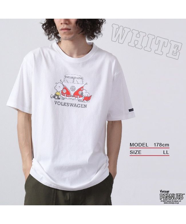 ピーナッツ PEANUTS スヌーピー ピーナッツ フォルクス ワーゲン Tシャツ 半袖 トップス コラボ SNOOPY PEANUTS VOLKSWAGEN