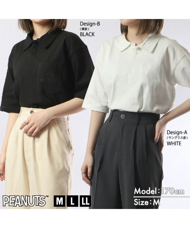 ピーナッツ PEANUTS スヌーピー ポロシャツ シャツ 半袖  刺繍 SNOOPY PEANUTS