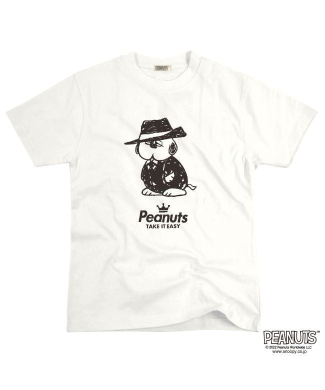 ピーナッツ PEANUTS オラフ 黒服 スーツ 半袖 Tシャツ 当店 限定 デザイン スヌーピー SNOOPY ピーナッツ カジュアル アメカジ プリント S M L LL 3L 4L,white