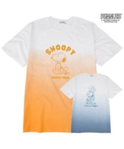 ピーナッツ PEANUTS スヌーピー グラデーション 半袖 Tシャツ 春夏 PEANUTS （ホワイトxローズピンク） ホワイトxローズピンク