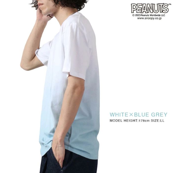 ピーナッツ PEANUTS スヌーピー グラデーション 半袖 Tシャツ 春夏 PEANUTS （ホワイトxローズピンク） ホワイトxローズピンク