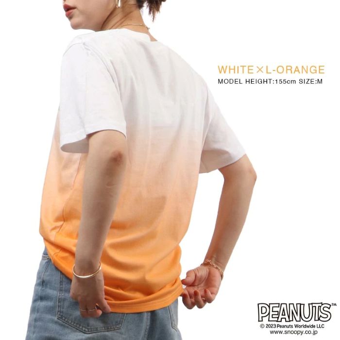 ピーナッツ PEANUTS スヌーピー グラデーション 半袖 Tシャツ 春夏 PEANUTS （ホワイトxローズピンク） ホワイトxローズピンク