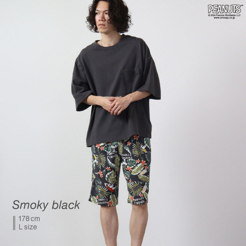 ピーナッツ PEANUTS スヌーピー ハーフパンツ パンツ 半袖 ボトムス アロハ ボタニカル ウッドストック SNOOPY PEANUTS （モカ） モカ