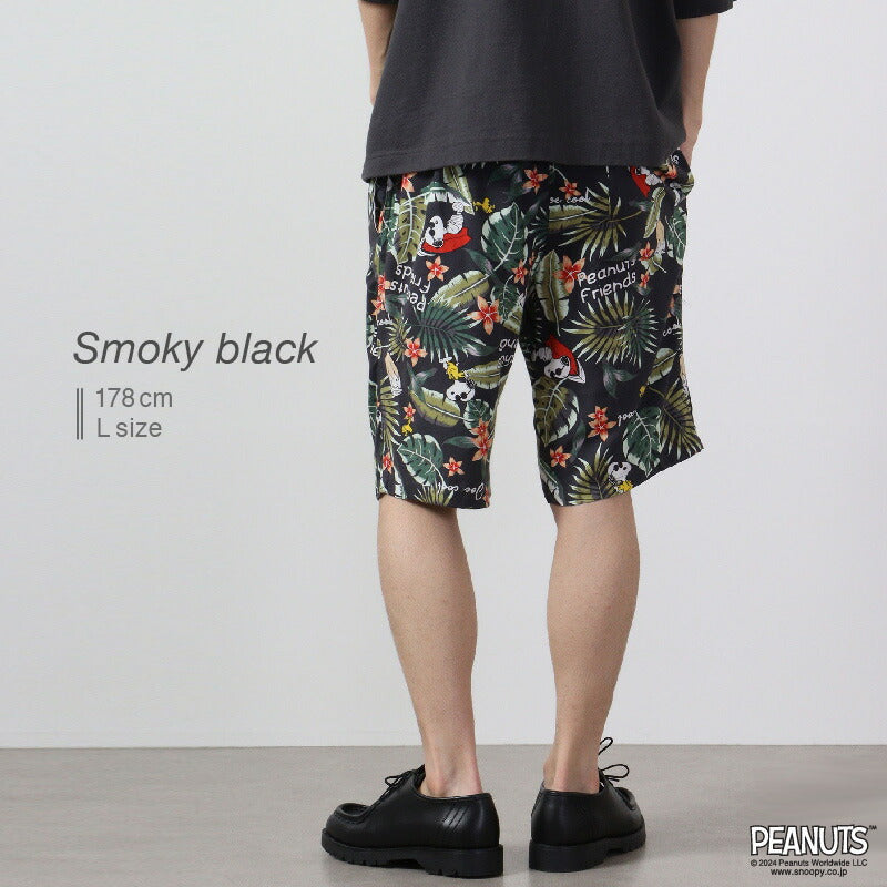 ピーナッツ PEANUTS スヌーピー ハーフパンツ パンツ 半袖 ボトムス アロハ ボタニカル ウッドストック SNOOPY PEANUTS （スモーキーブラック） スモーキーブラック