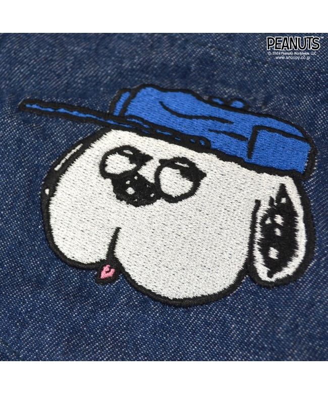 ピーナッツ PEANUTS スヌーピー オラフ ドロップショルダー デニム シャツ 半袖 刺繍 SNOOPY PEANUTS