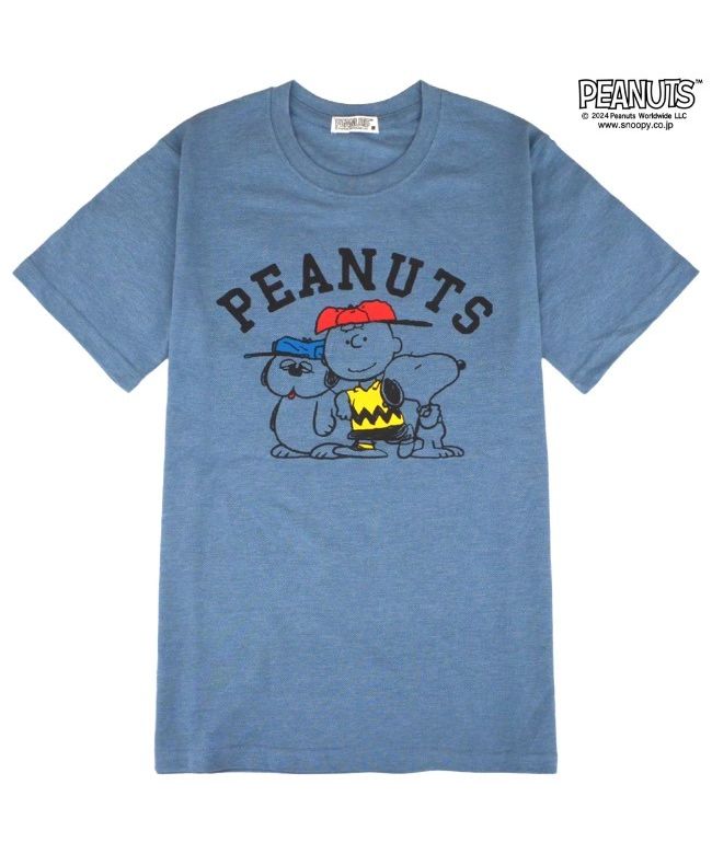 ピーナッツ PEANUTS ポチャッコ Tシャツ 半袖  オーバーサイズ プリント 刺繍 サンリオ キャラクターズ （ブルーグレー） ブルーグレー
