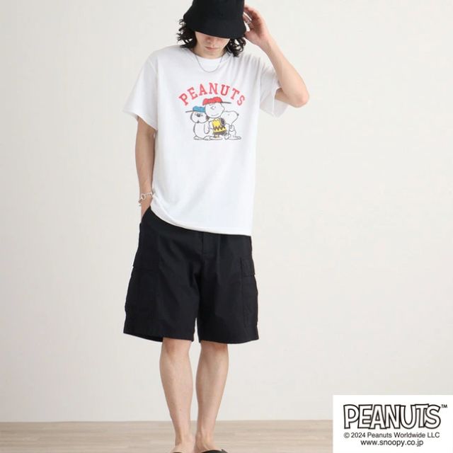 ピーナッツ PEANUTS ポチャッコ Tシャツ 半袖  オーバーサイズ プリント 刺繍 サンリオ キャラクターズ （ブルーグレー） ブルーグレー