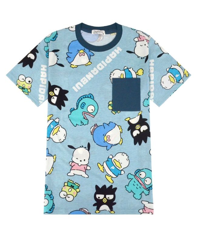 ピーナッツ PEANUTS はぴだんぶい Tシャツ 総柄 半袖 サンリオ キャラクターズ プリント メンズ レディース （サックス） サックス