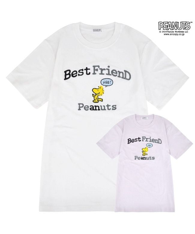 ピーナッツ PEANUTS スヌーピー ウッドストック Tシャツ 半袖 刺繍 トップス SNOOPY PEANUTS （Lパープル） Lパープル