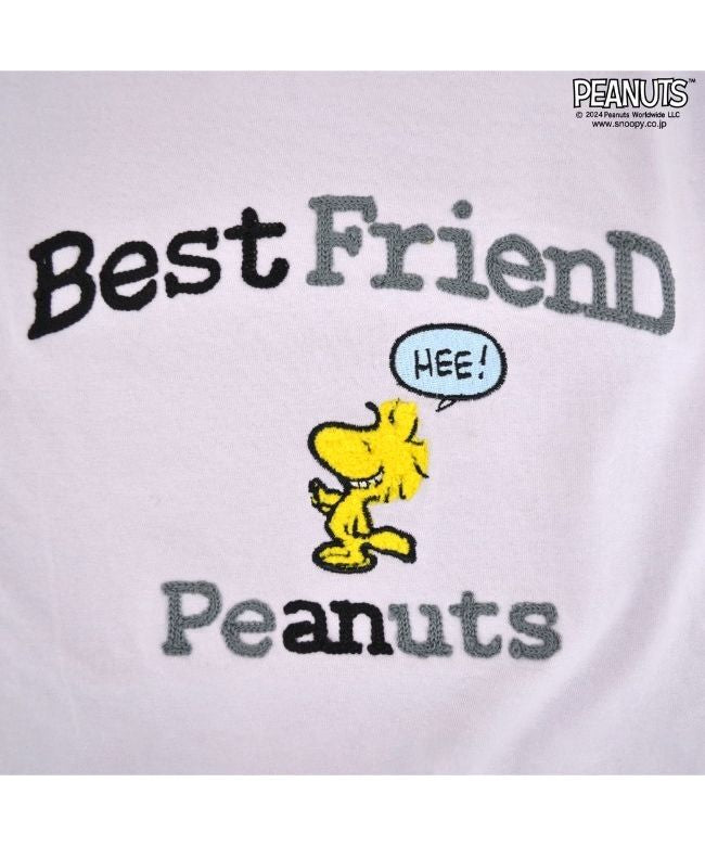 ピーナッツ PEANUTS スヌーピー ウッドストック Tシャツ 半袖 刺繍 トップス SNOOPY PEANUTS （Lパープル） Lパープル
