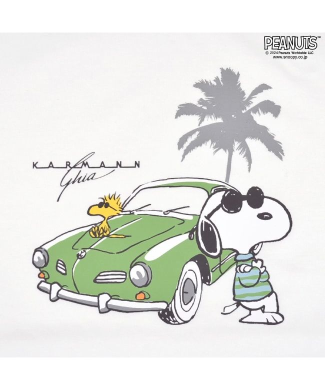 ピーナッツ PEANUTS スヌーピー Tシャツ 半袖 フォルクスワーゲン トップス ジョークール 大人 車 フォト プリント SNOOPY JOE COOL PEANUTS Volksw （ブラック） ブラック