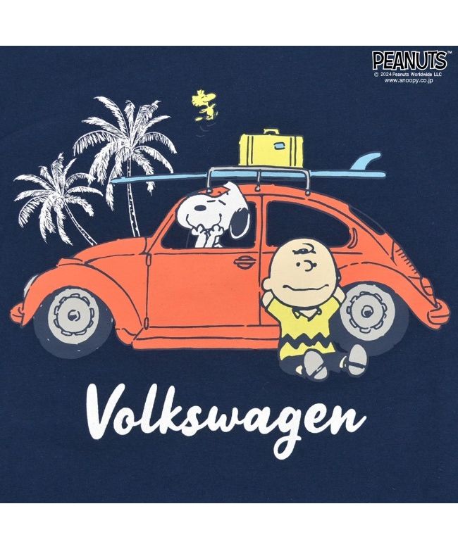ピーナッツ PEANUTS スヌーピー Tパーカー 半袖 フォルクスワーゲン トップス 車 プリント SNOOPY PEANUTS Volkswagen ブルー LL （ブルー） ブルー