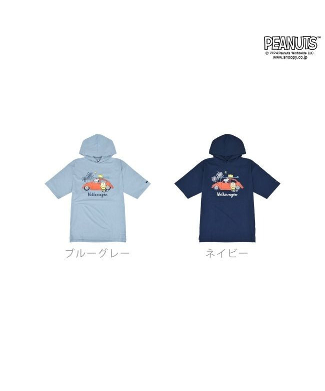 ピーナッツ PEANUTS スヌーピー Tパーカー 半袖 フォルクスワーゲン トップス 車 プリント SNOOPY PEANUTS Volkswagen ブルー LL （ブルー） ブルー