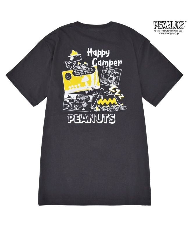 ピーナッツ PEANUTS スヌーピー Tシャツ 半袖 トップス コミック 柄 SNOOPY PEANUTS モスオレンジ LL （Dチャコール） Dチャコール