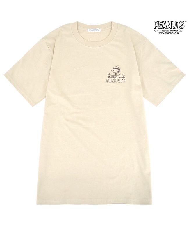 ピーナッツ PEANUTS スヌーピー Tシャツ 半袖 トップス コミック 柄 SNOOPY PEANUTS モスオレンジ LL （Dチャコール） Dチャコール