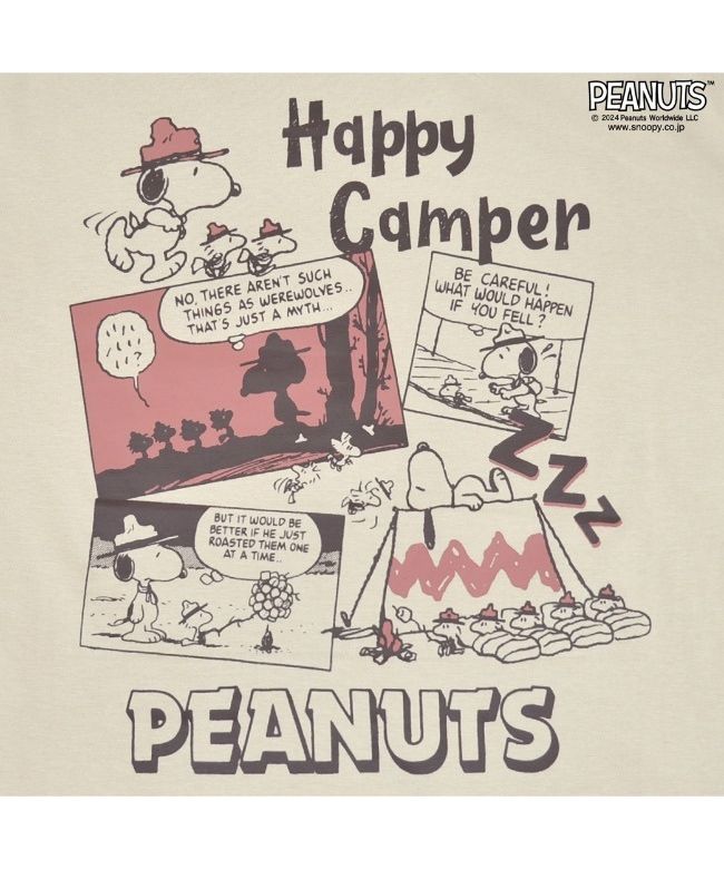 ピーナッツ PEANUTS スヌーピー Tシャツ 半袖 トップス コミック 柄 SNOOPY PEANUTS モスオレンジ LL （Dチャコール） Dチャコール