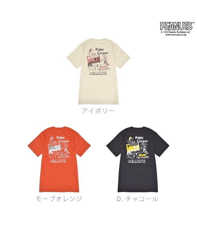 ピーナッツ PEANUTS スヌーピー Tシャツ 半袖 トップス コミック 柄 SNOOPY PEANUTS モスオレンジ LL （Dチャコール） Dチャコール