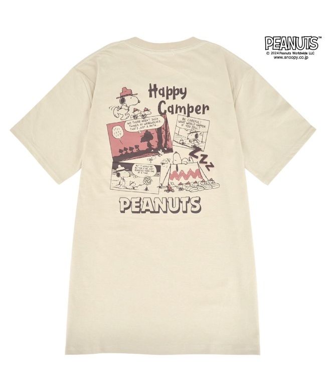 ピーナッツ PEANUTS スヌーピー Tシャツ 半袖 トップス コミック 柄 SNOOPY PEANUTS モスオレンジ LL （アイボリー） アイボリー