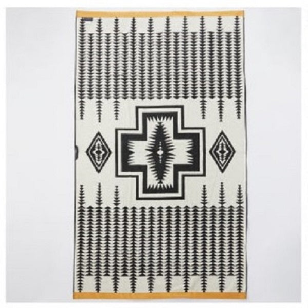 ペンドルトン PENDLETON XB233 タオルブランケット オーバーサイズ ジャガード バスタオル タオル ブランケット 総柄 キャンプ 焚火 防寒,ハーディングブラック