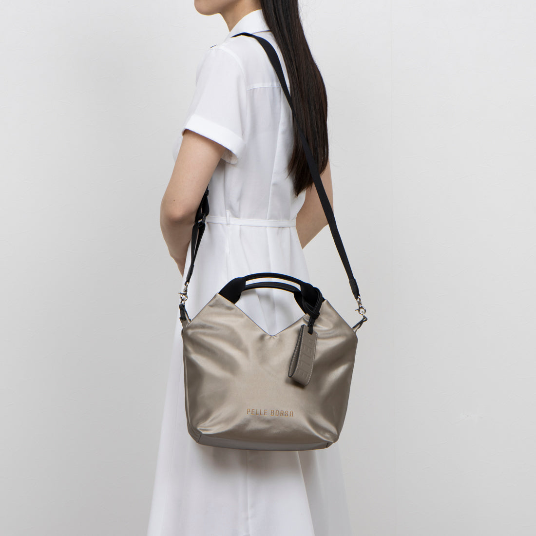 ペレボルサ PELLE BORSA 2WAYハンドバッグ （ブラック） ブラック