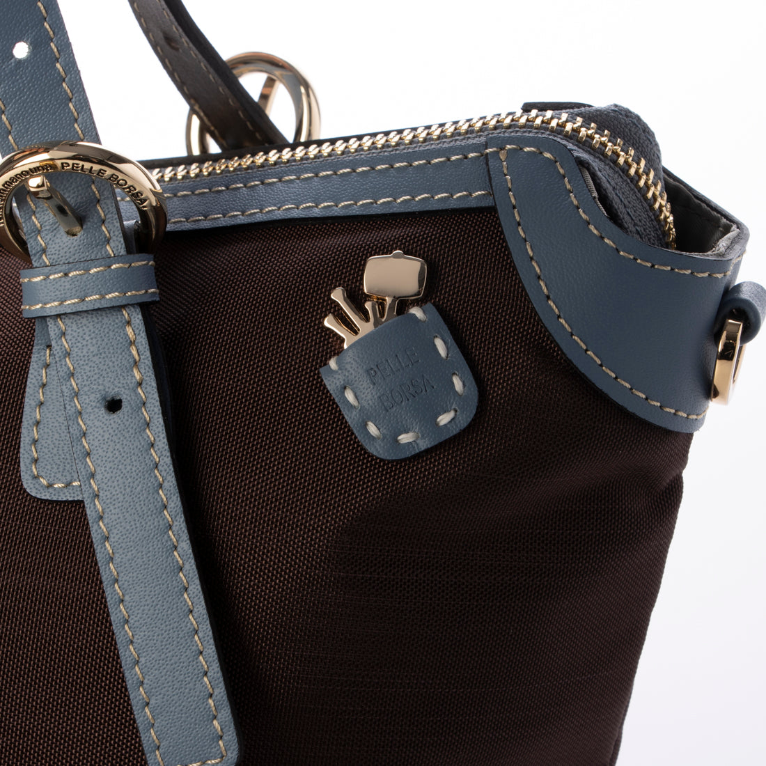 ペレボルサ PELLE BORSA 2WAYハンドバッグ （チョコブルー） チョコブルー