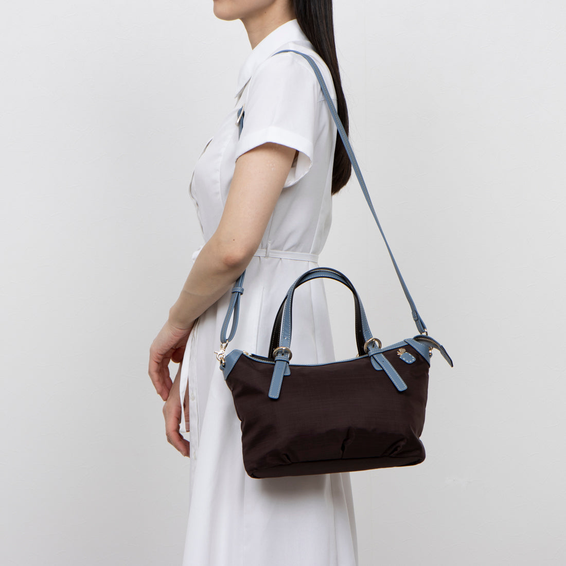 ペレボルサ PELLE BORSA 2WAYハンドバッグ （チョコブルー） チョコブルー