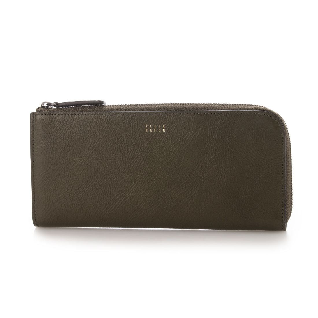 ペレボルサ PELLE BORSA L字ファスナー長財布,カーキ