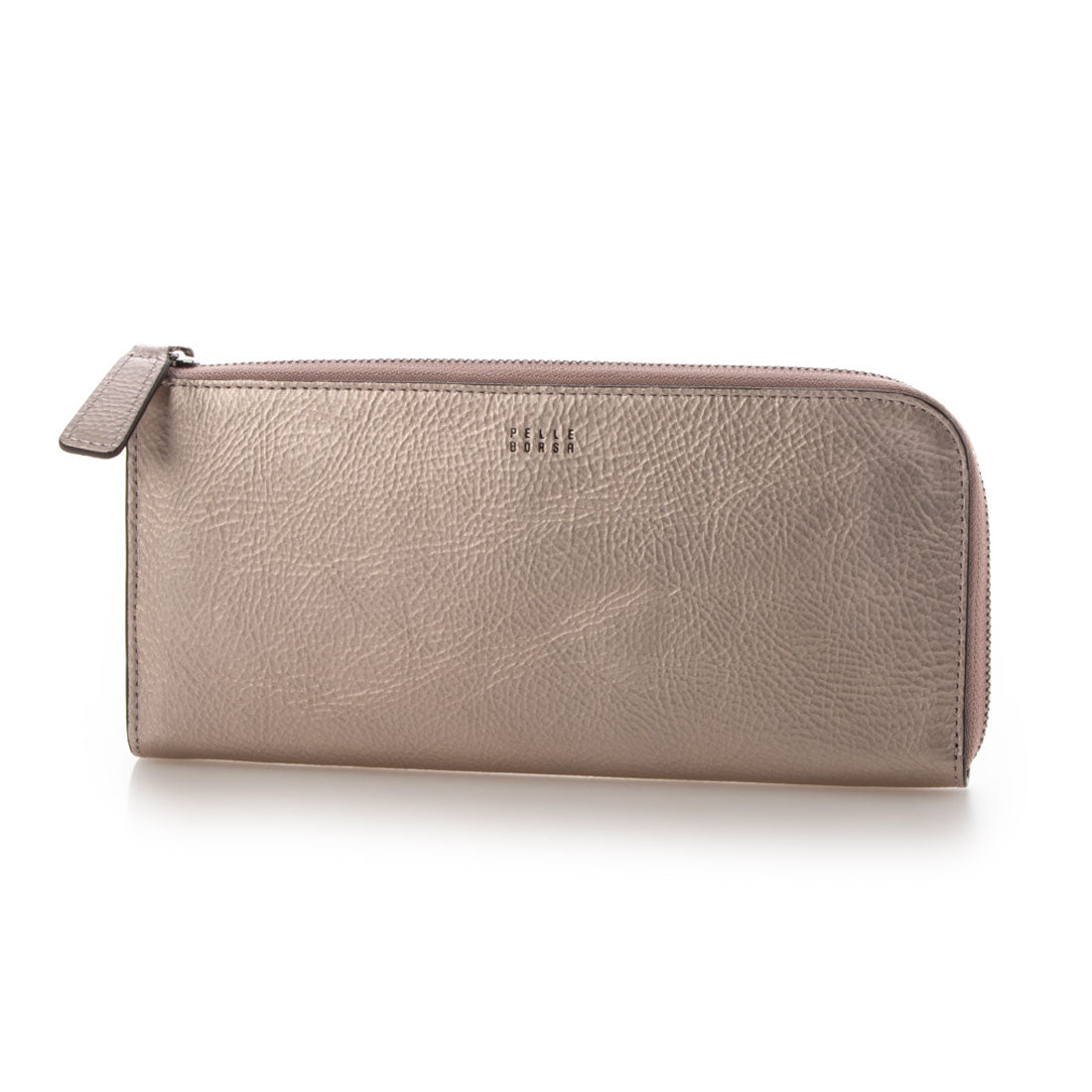 ペレボルサ PELLE BORSA L字ファスナー長財布,ピンクゴールド