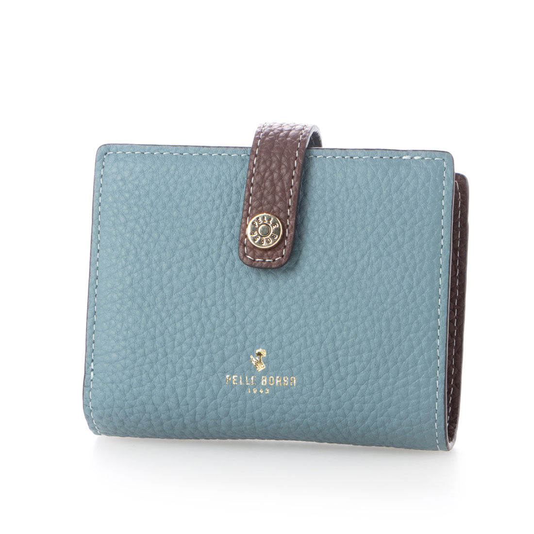 ペレボルサ PELLE BORSA 「レネットグッズ」二つ折り財布,ブルーグレー