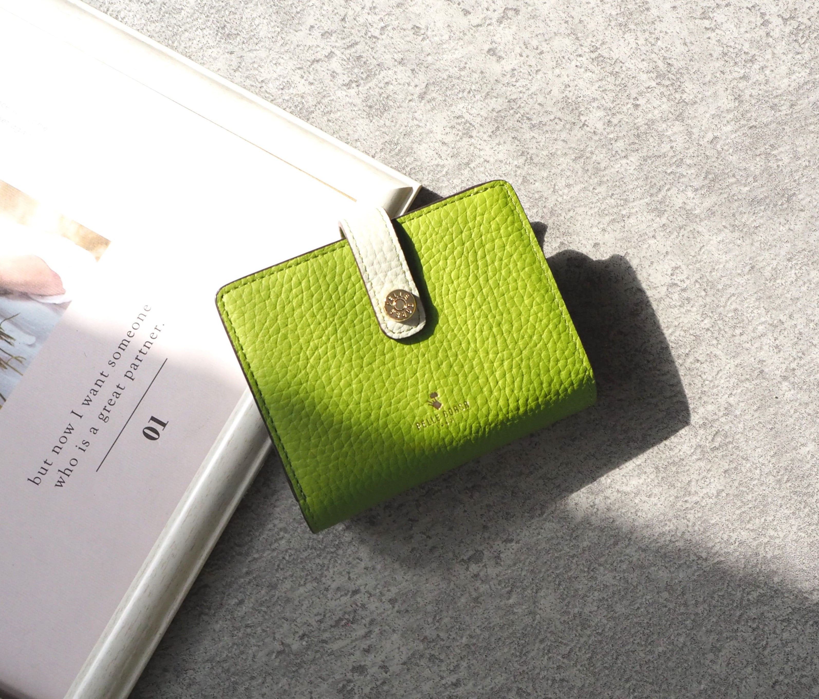 ペレボルサ PELLE BORSA 「レネットグッズ」二つ折り財布,グリーン