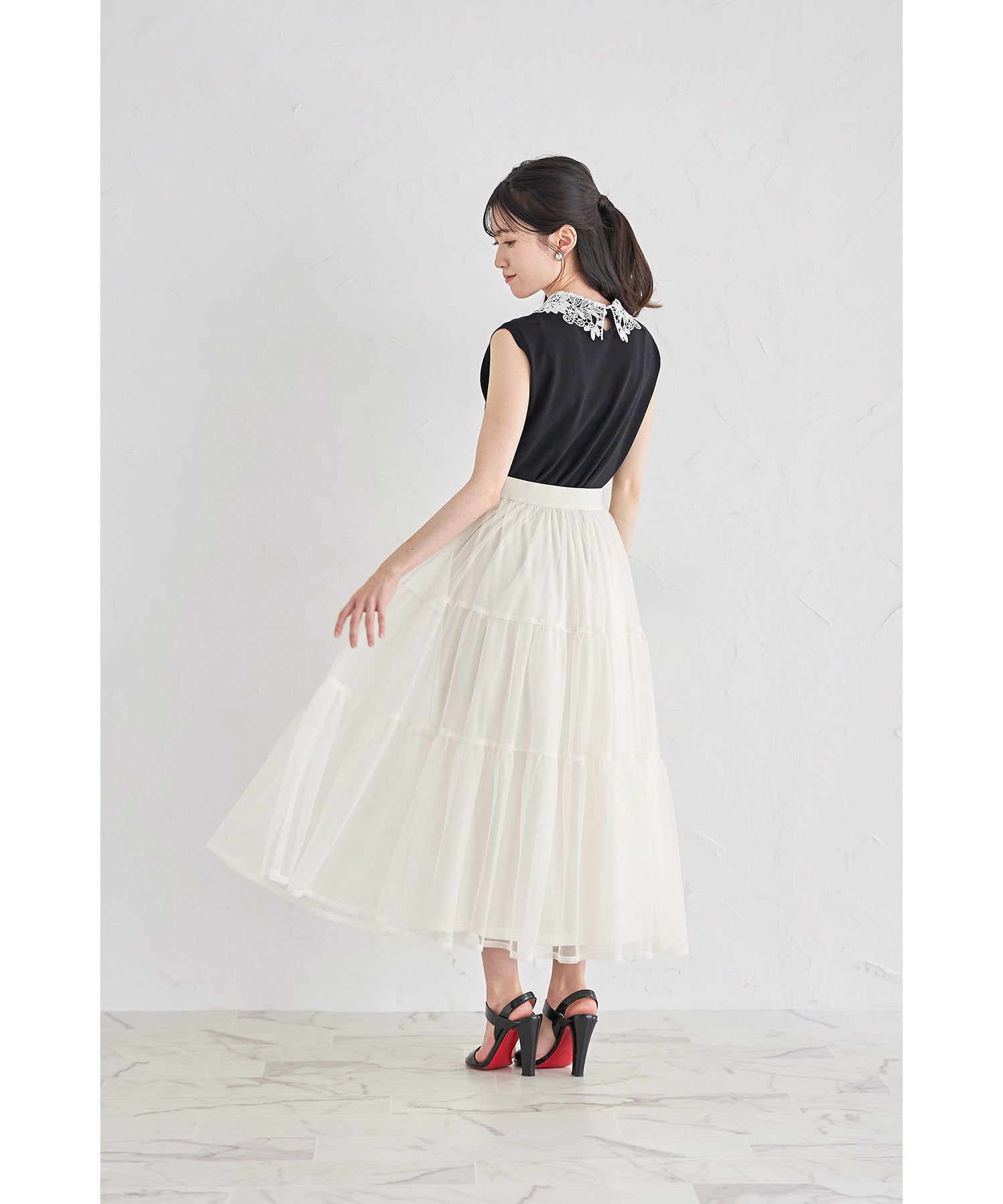 トッコクローゼット tocco closet ティアードチュールスカート （グレイッシュブルー） グレイッシュブルー